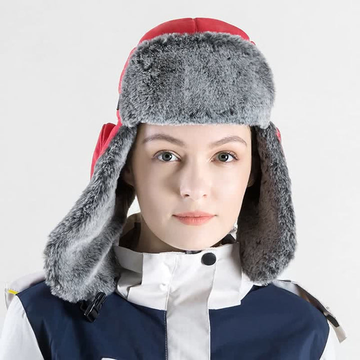 Unisex Outdoor Aviator Cap Kunstfell Trapper Hut Set