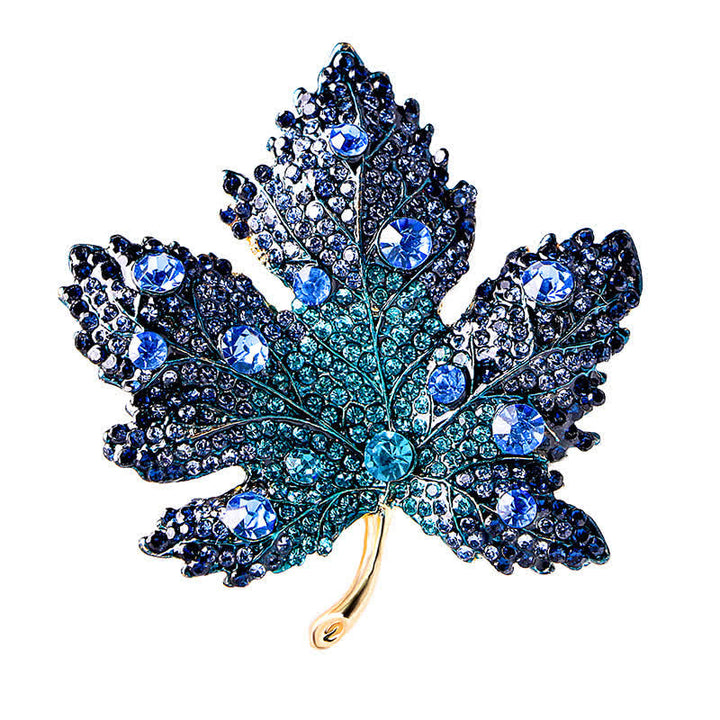 Frauen Strass Kristall Ahornblatt Brosche