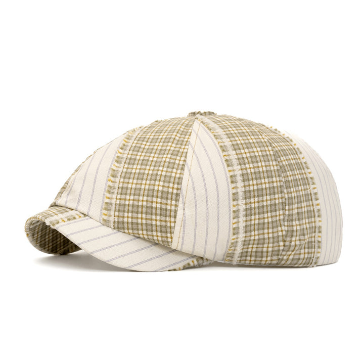 Baskenmütze im Retro-Stil mit Farbblockierung, geeignet für Frühling und Sommer - Beige - Einstellbar (22 1/2"-24") - image 13