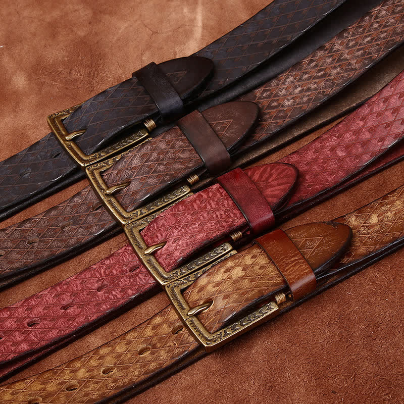 Entworfenes Vintage-Lederband mit geprägtem Diamantmuster