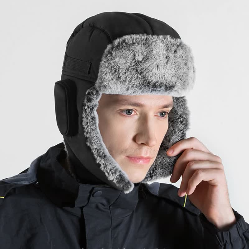 Unisex Outdoor Aviator Cap Kunstfell Trapper Hut Set