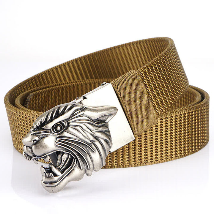 Nylon-Gürtel mit brüllendem Tigerkopf für Männer