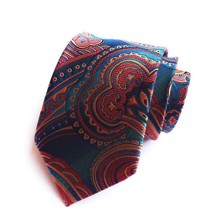 Orange &amp; Teal Herrenkrawatte mit verspieltem Paisley-Muster
