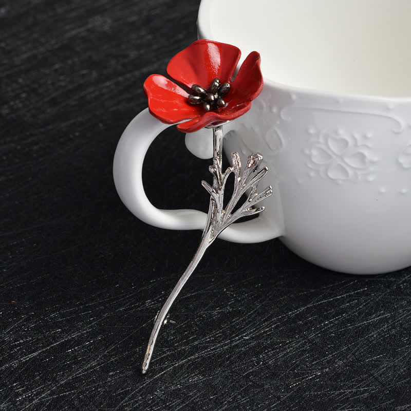 Elegante Rote Mohnblumenbrosche für Frauen