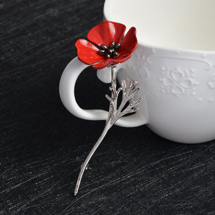 Elegante Rote Mohnblumenbrosche für Frauen