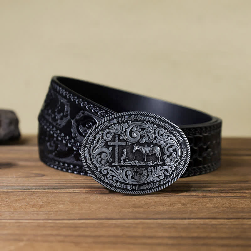 DIY Gebets Cowboy oval Schnallengürtel für Herren