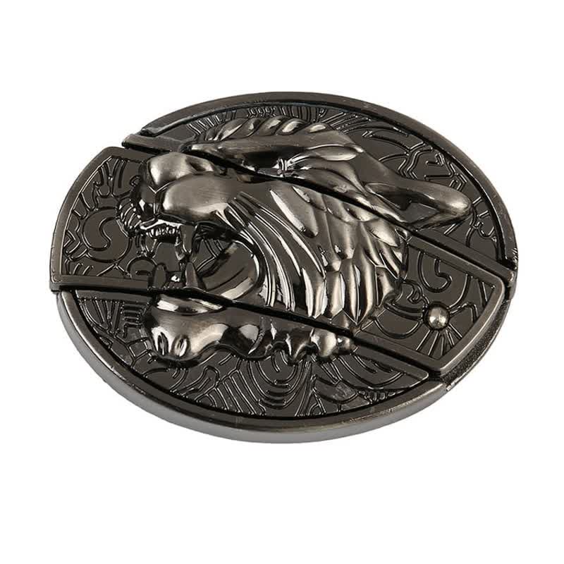 Roaring Tiger Ledergürtel für Herren mit Klappmesser