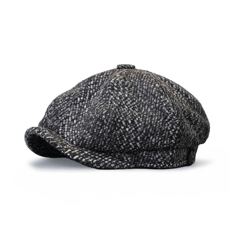 Schwarz Fleck Tweed Zeitungsjunge Achteckiges Barett - image 0