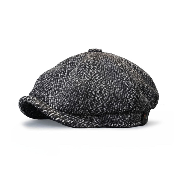 Schwarz Fleck Tweed Zeitungsjunge Achteckiges Barett - image 0