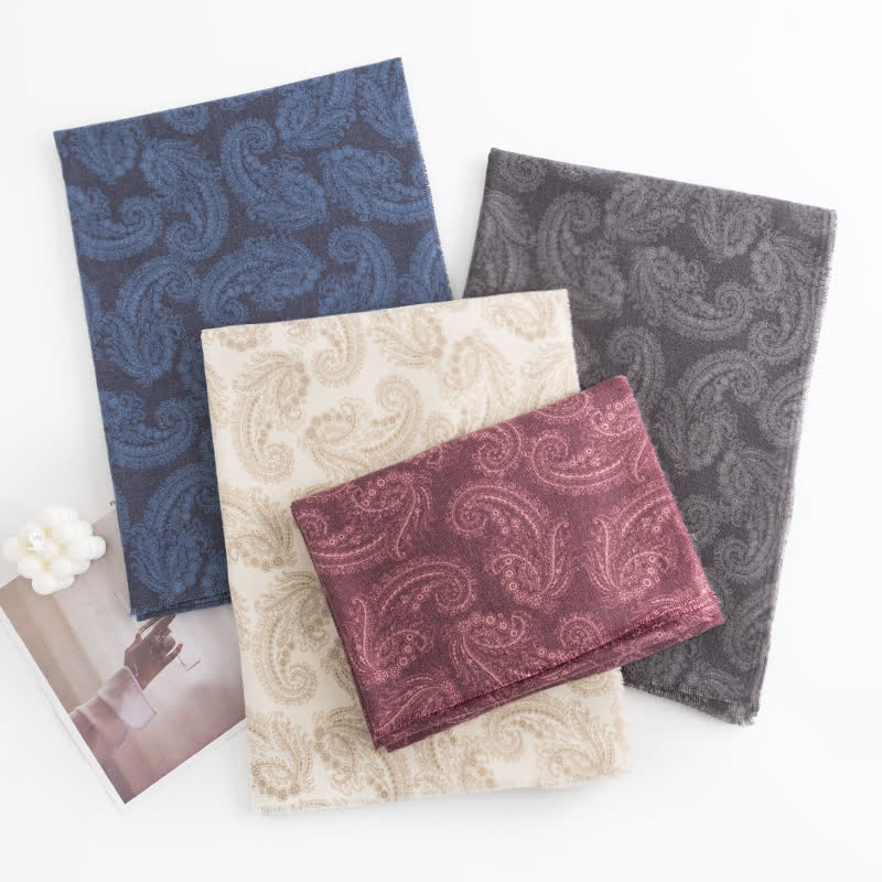 Kurzer Damen Paisley Schal mit Quasten für Herbst und Winter