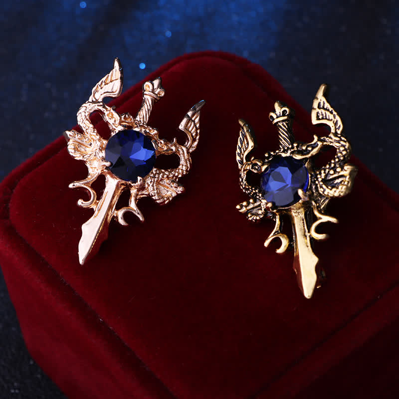 Retro-Gem-Drachen-Schwert-Brosche für Männer