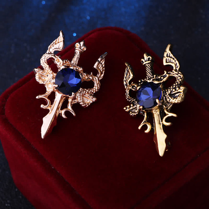 Retro-Gem-Drachen-Schwert-Brosche für Männer