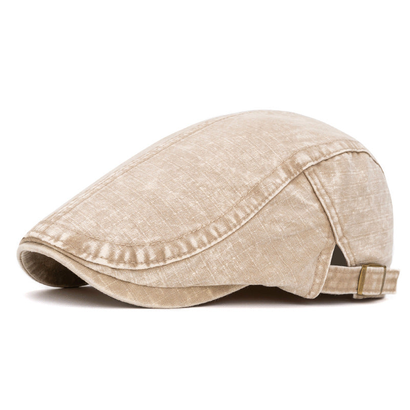 Baskenmütze aus reiner Baumwolle im gewaschenen britischen Stil für Frühling und Sommer - Khaki - Einstellbar (22"-24") - image 13