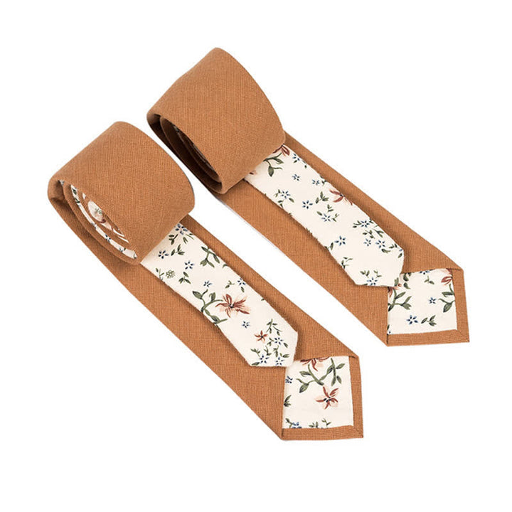 Herren Neuartiger Karo-Blumen-Patchwork-Krawatte - Sandbraun - image 12