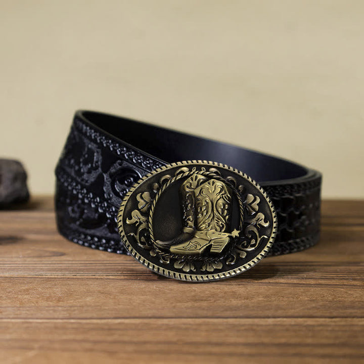 DIY Cowboy Stiefel Ledergürtel für Herren mit Schnalle