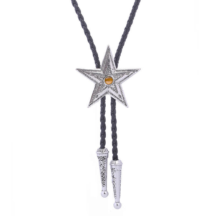 Vintage Naturstein Stern Anhänger Halskette Bolo Tie