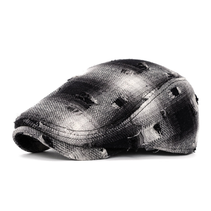 Herbst & Winter Broken Edge Vintage Plaid Baskenmütze - Schwarz - Einstellbar (22"-24") - image 12