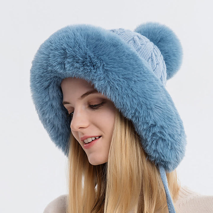 Dreifacher Bommel dicker warmer gestrickter Hut für Damen