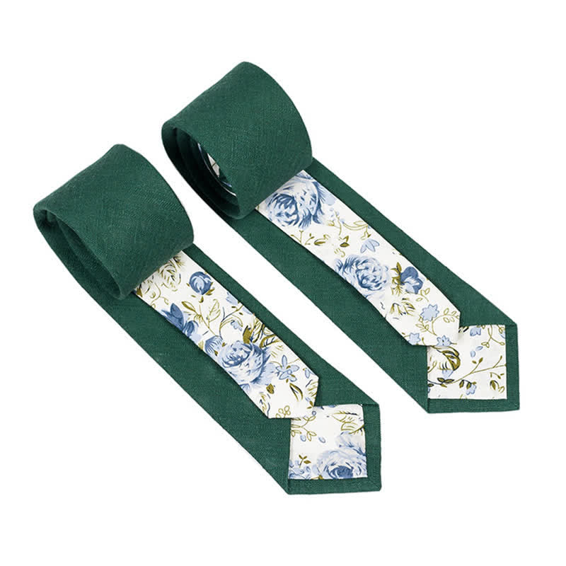 Herren Neuartiger Karo-Blumen-Patchwork-Krawatte - Waldgrün - image 21