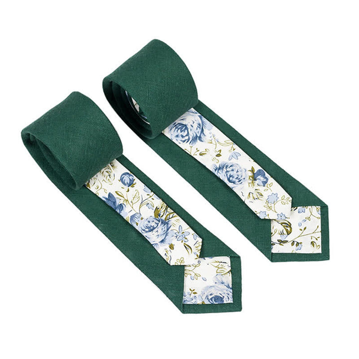 Herren Neuartiger Karo-Blumen-Patchwork-Krawatte - Waldgrün - image 21