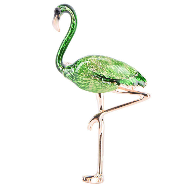 Frauen Exotische Emaille Flamingo Brosche