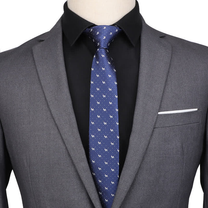 Herren Abendkrawatte Navy mit Welpenmotiv