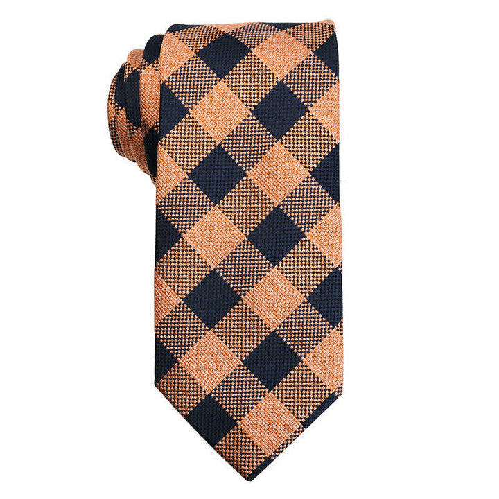 Gold-orangefarbene Paisley-Krawatte für Herren - Karo Orange - image 8