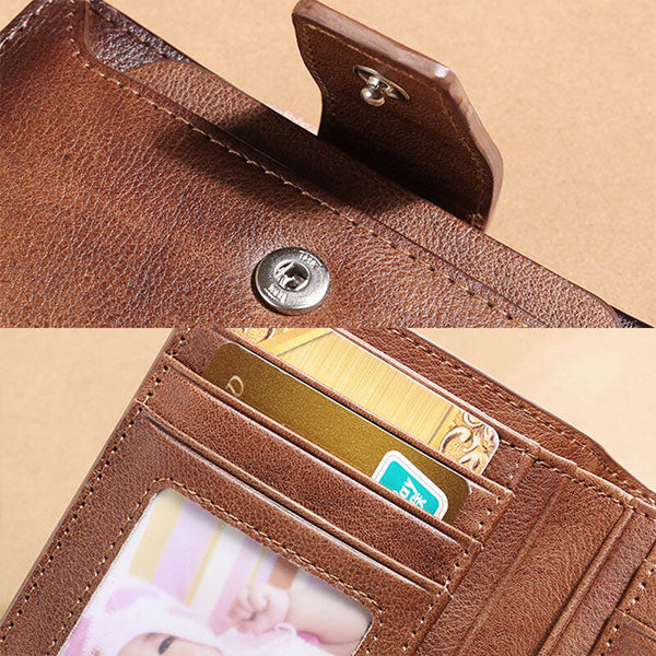 RFID-Schutz, Diebstahlschutz, mehrere Kartenfächer, große Kapazität, Echtleder-Geldbörse