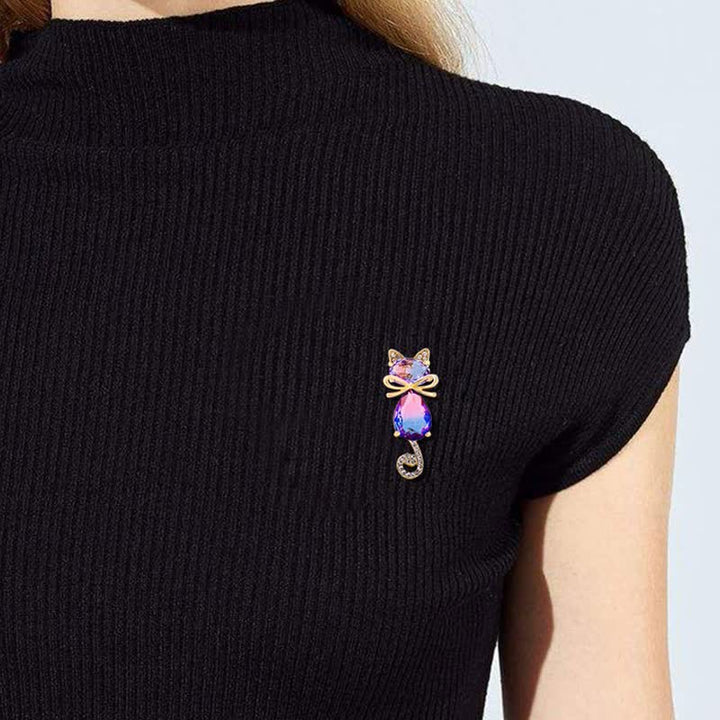 Niedliche Kitty Strass Brosche für Frauen