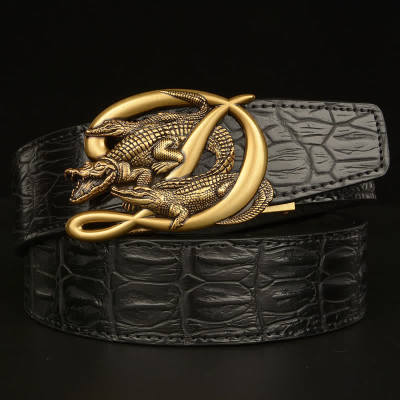 Herren Krokodilschnalle Alligator-Muster Ledergürtel
