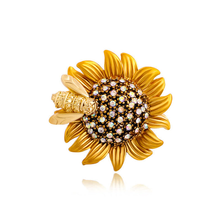Lebendige Sonnenblume Niedliche Biene Brosche für Frauen