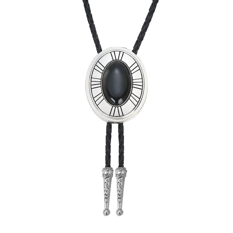 Ovaler Bolotie mit Achatstein-Medaillon