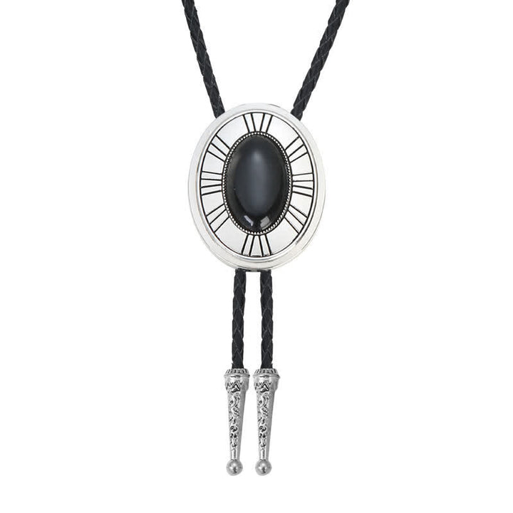 Ovaler Bolotie mit Achatstein-Medaillon