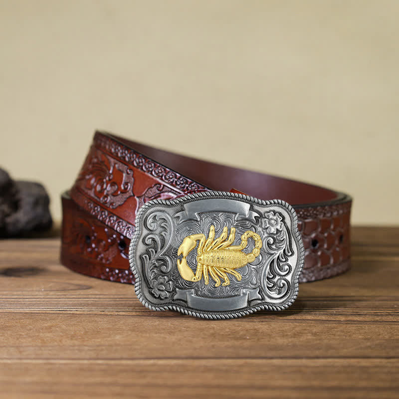 Herren DIY Ledergürtel mit goldener Tierschnalle