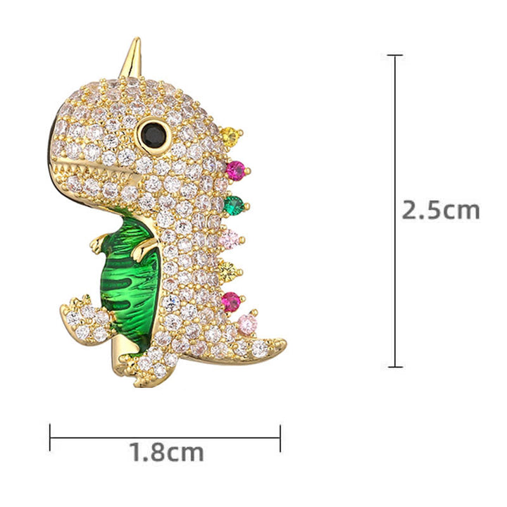 Frauen Cartoon Glitzernde Dinosaurier Brosche