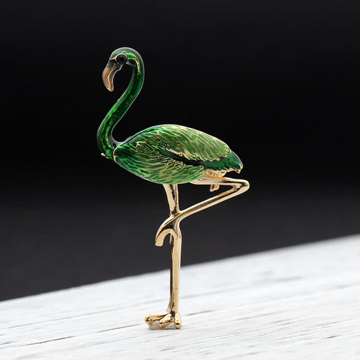 Frauen Exotische Emaille Flamingo Brosche