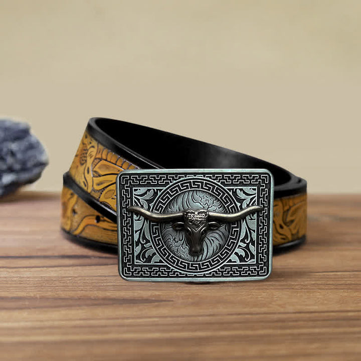 Herren DIY Western Schnalle Ledergürtel