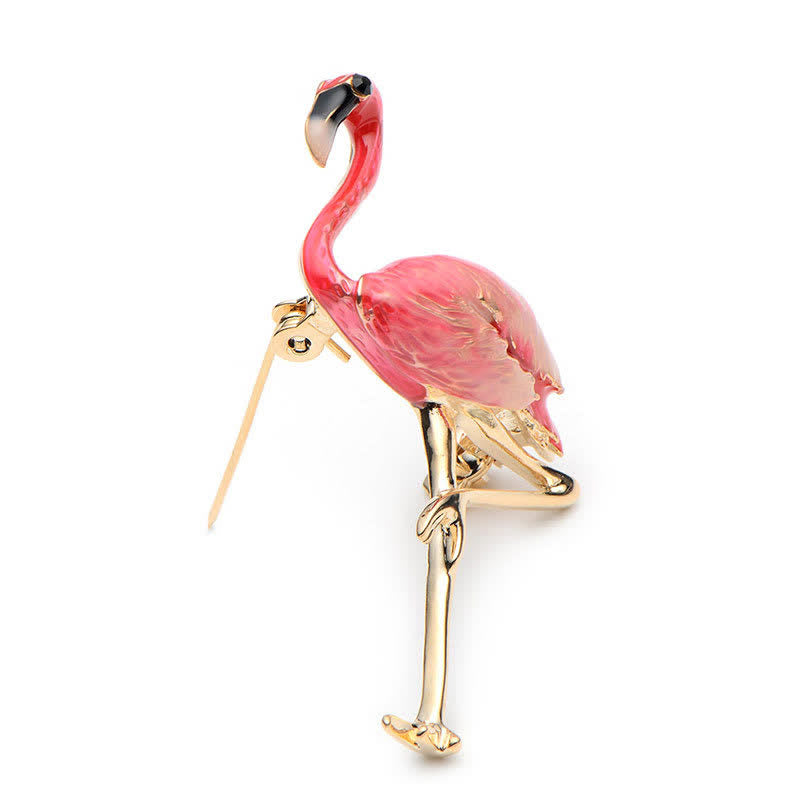 Frauen Exotische Emaille Flamingo Brosche