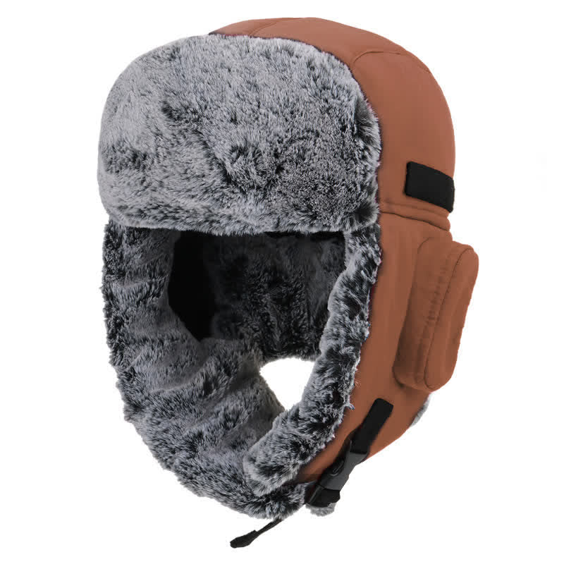 Unisex Outdoor Aviator Cap Kunstfell Trapper Hut Set