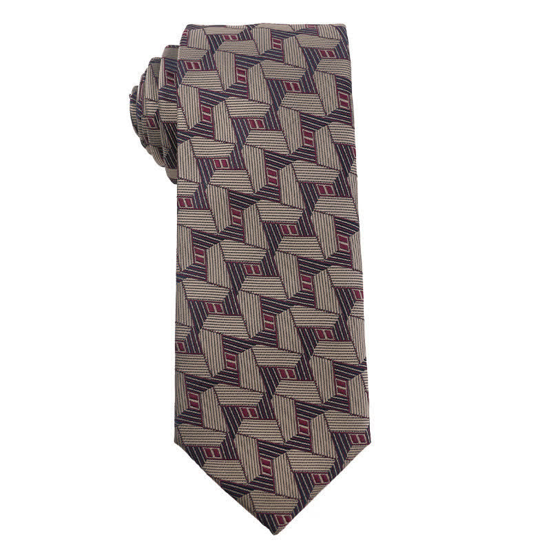 Herren's Britische Khaki Champagner Serie Krawatte - Geometrie - image 5
