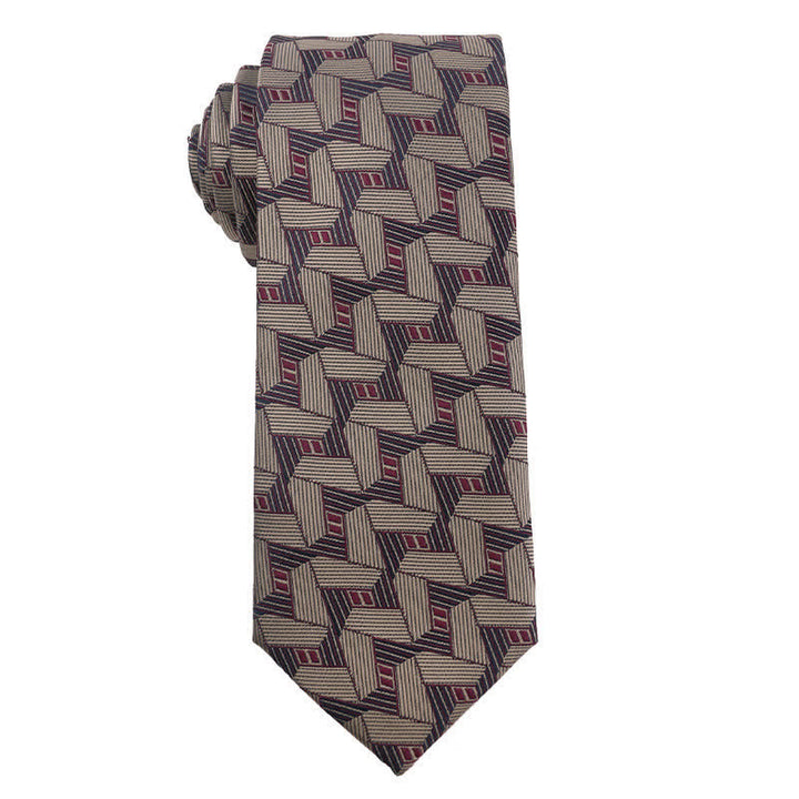 Herren's Britische Khaki Champagner Serie Krawatte - Geometrie - image 5