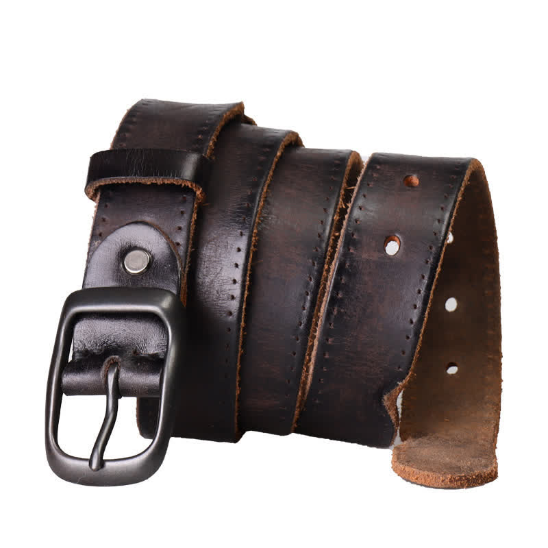 Herren-Ledergürtel im Western-Distressed-Stil - Schwarz - 44 - image 9