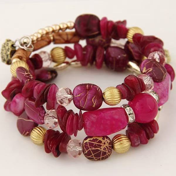 Vintage-Armband im böhmischen Stil mit mehrlagigen türkisfarbenen Achat-Kristallperlen - Rose - image 6