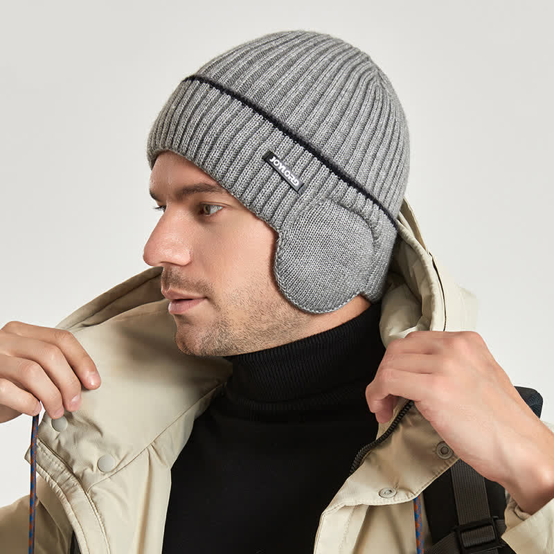 Unisex Hut mit einfarbigen Ohrenklappen, elastisch und verdickt, gestrickt
