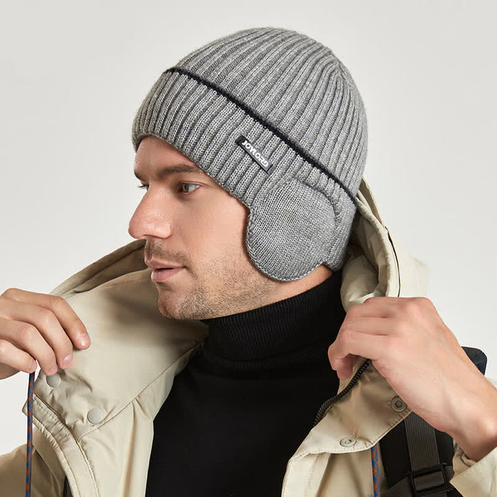 Unisex Hut mit einfarbigen Ohrenklappen, elastisch und verdickt, gestrickt