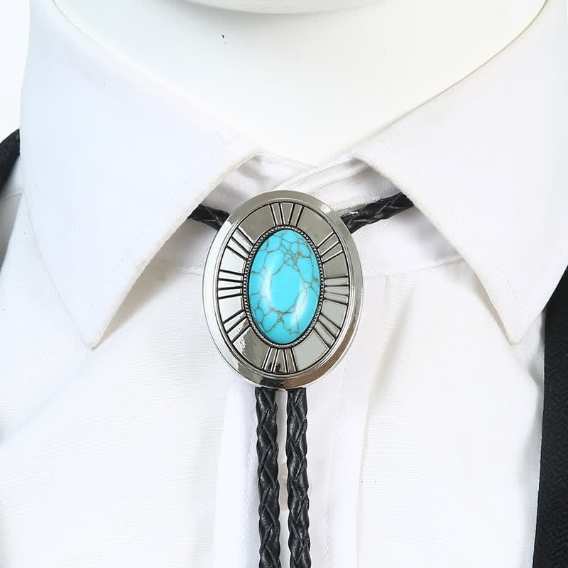 Ovaler Bolotie mit Achatstein-Medaillon