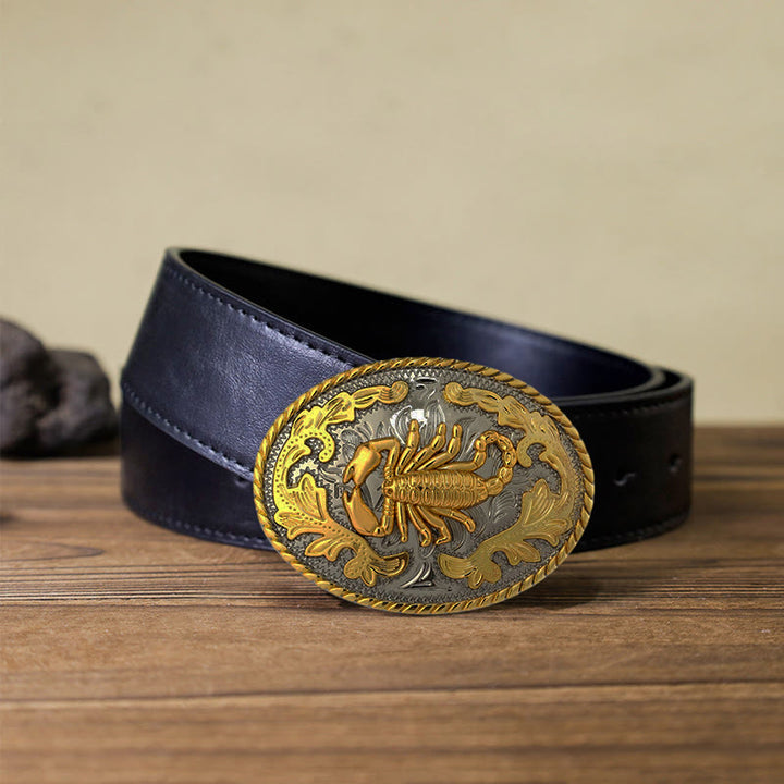 Herren DIY Ledergürtel mit goldener Skorpion-Schnalle