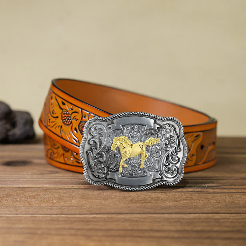 Herren DIY Ledergürtel mit goldener Tierschnalle