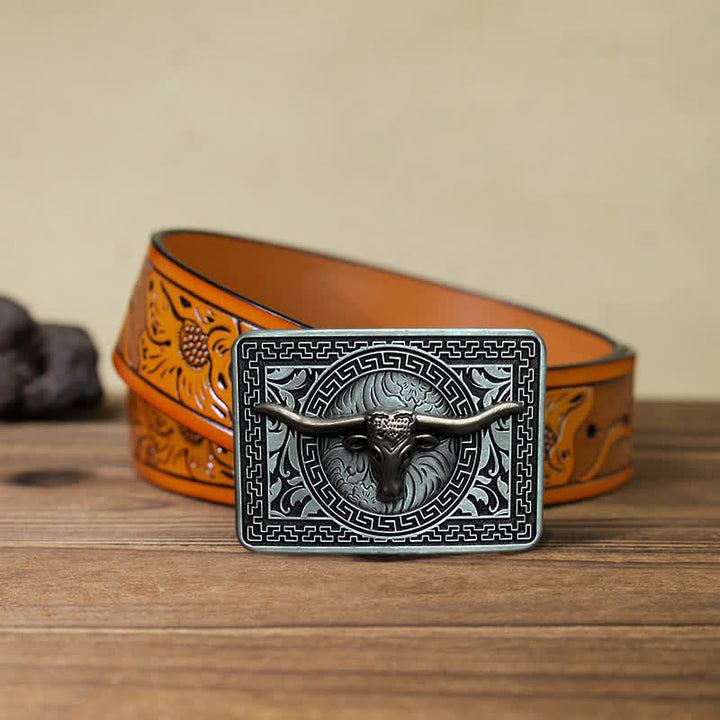 Herren DIY Western Schnalle Ledergürtel