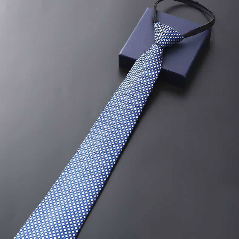 Offizielle Reißverschlusskrawatte für Männer Hochzeitskrawatte - Himmelblau & Weiß Kariert - image 4